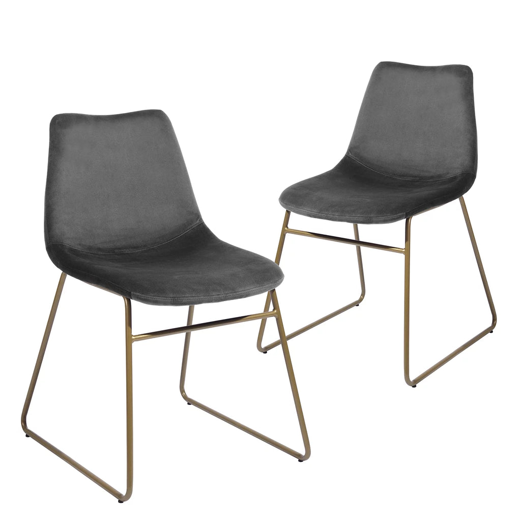 Velvet Dining Chairs Set of 2 with Metal Legs, Gray M541