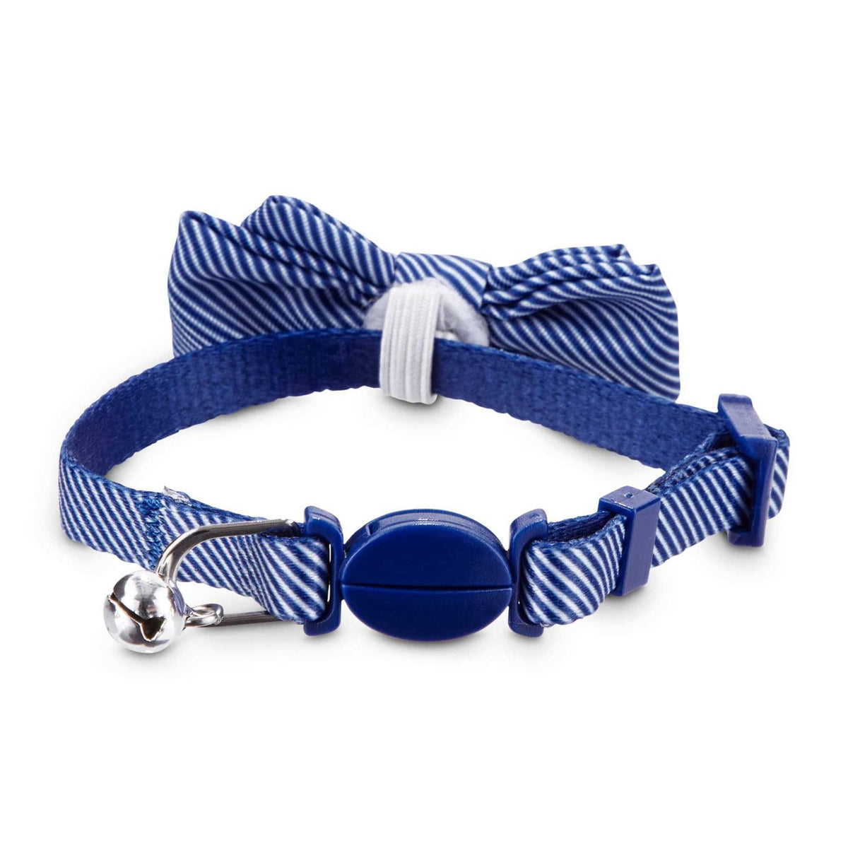 Blue Seersucker Breakaway Bowtie Kitten Collar G972