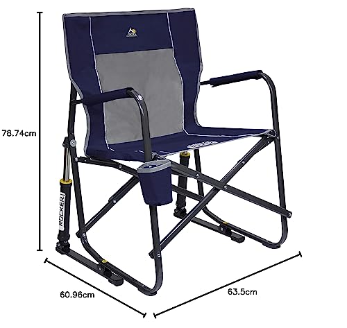 Black Portable Folding Camping Rocking Chair with Side Table G1745