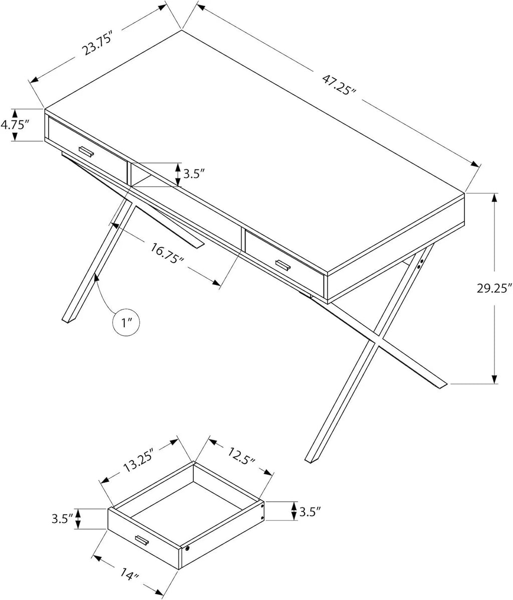 Laptop Table with Drawers and Open Shelf, Black O75040