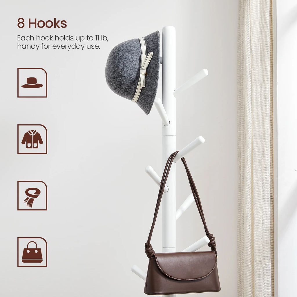 8 Hooks Solid Wood Free Standing Coat Rack Q2027