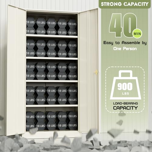 72” Black Metal Storage Cabinet with Adjustable Shelves K616487