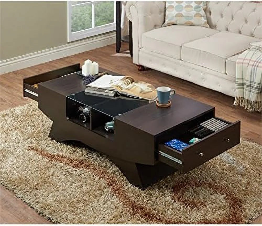 Wooden Glass Top Coffee Table E472