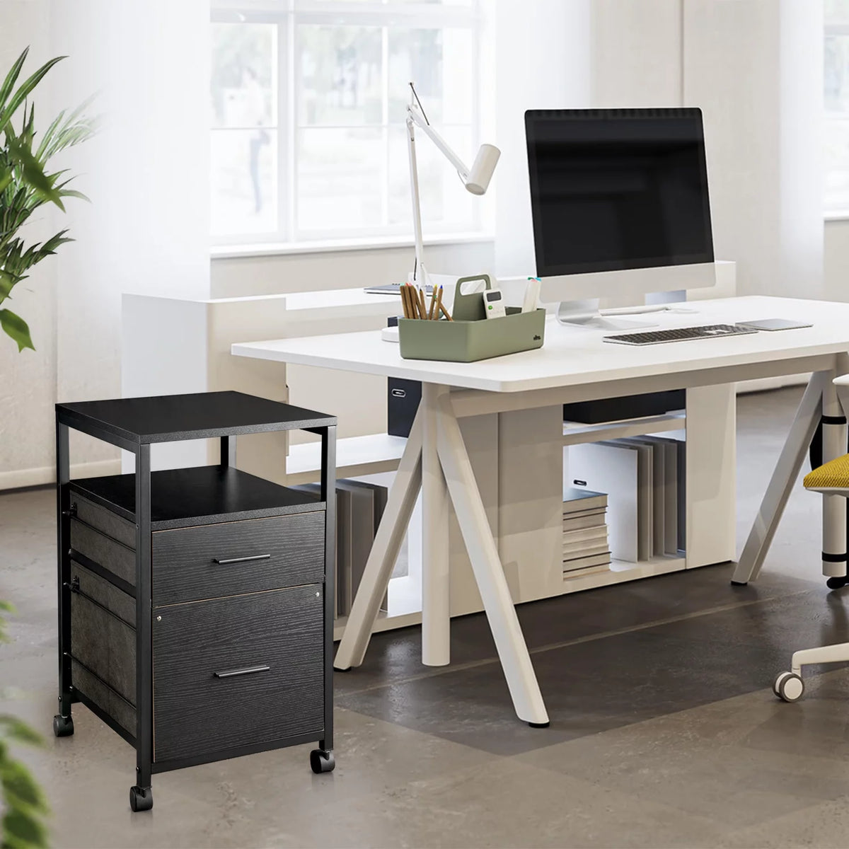 Black 2 Drawer File Cabinet N21029