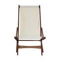 38" Wooden and White Fabric Outdoor Folding Glider Chair F32145