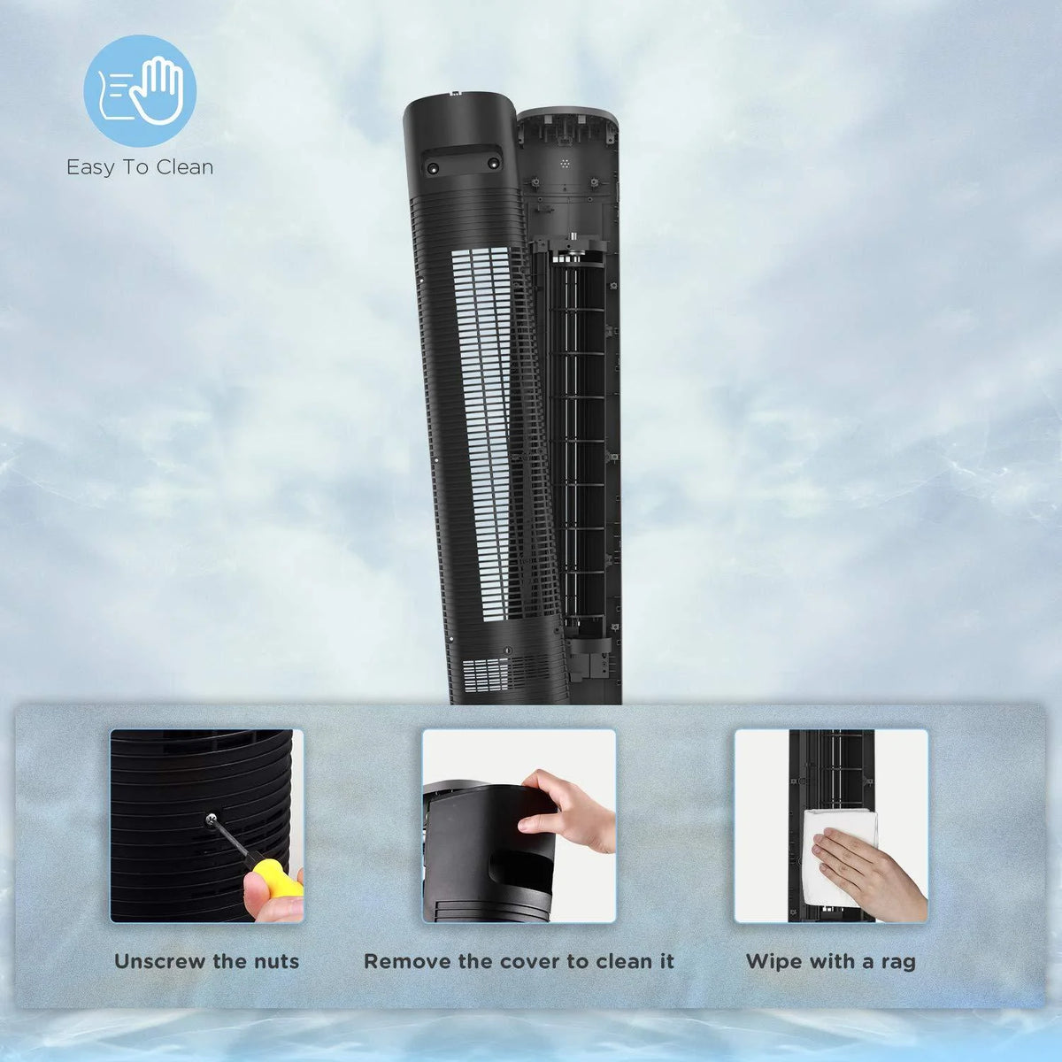 40 Oscillating Tower Fan with Remote, Black F359451