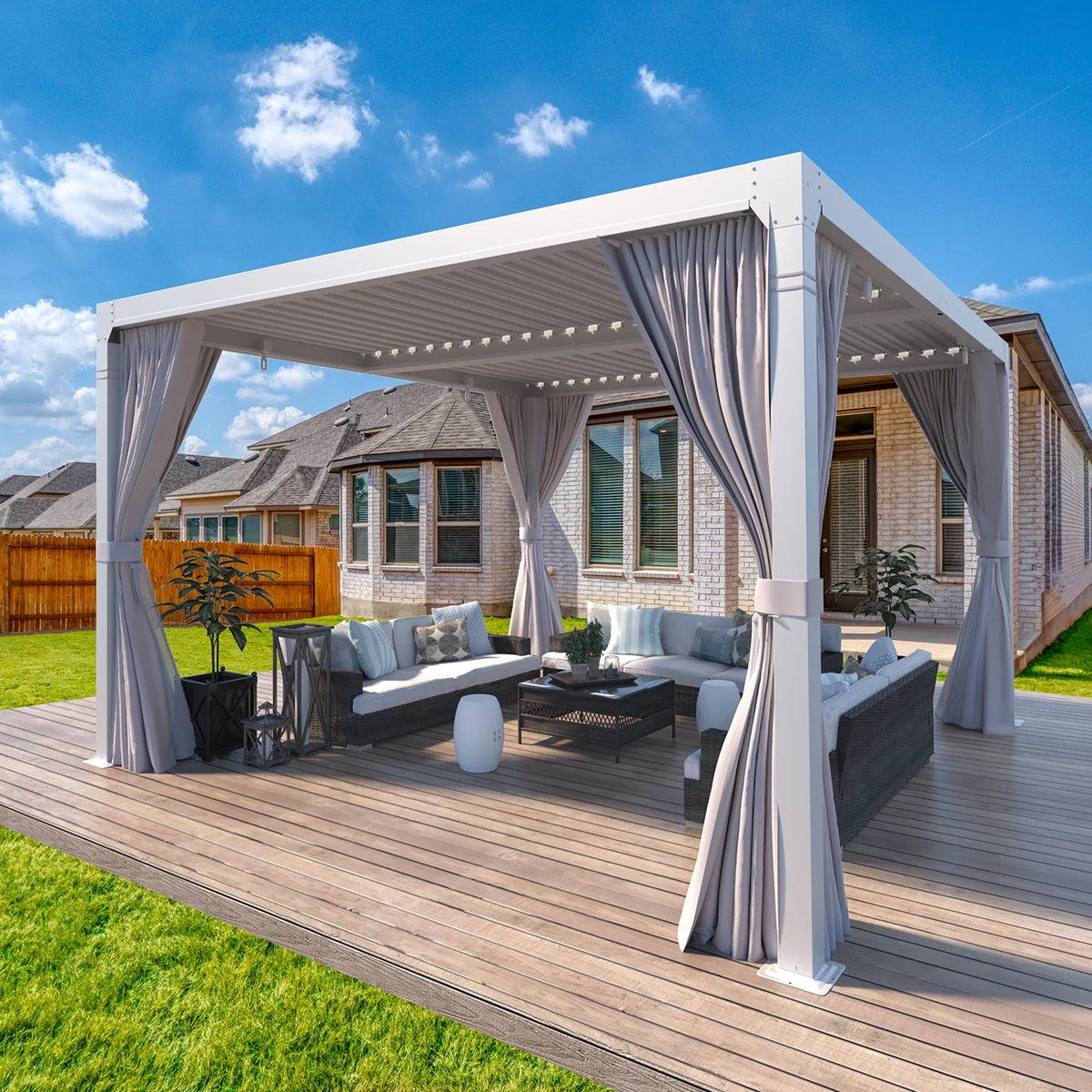 10'10' Outdoor Louvered Pergola with Adjustable Aluminum Roof W598