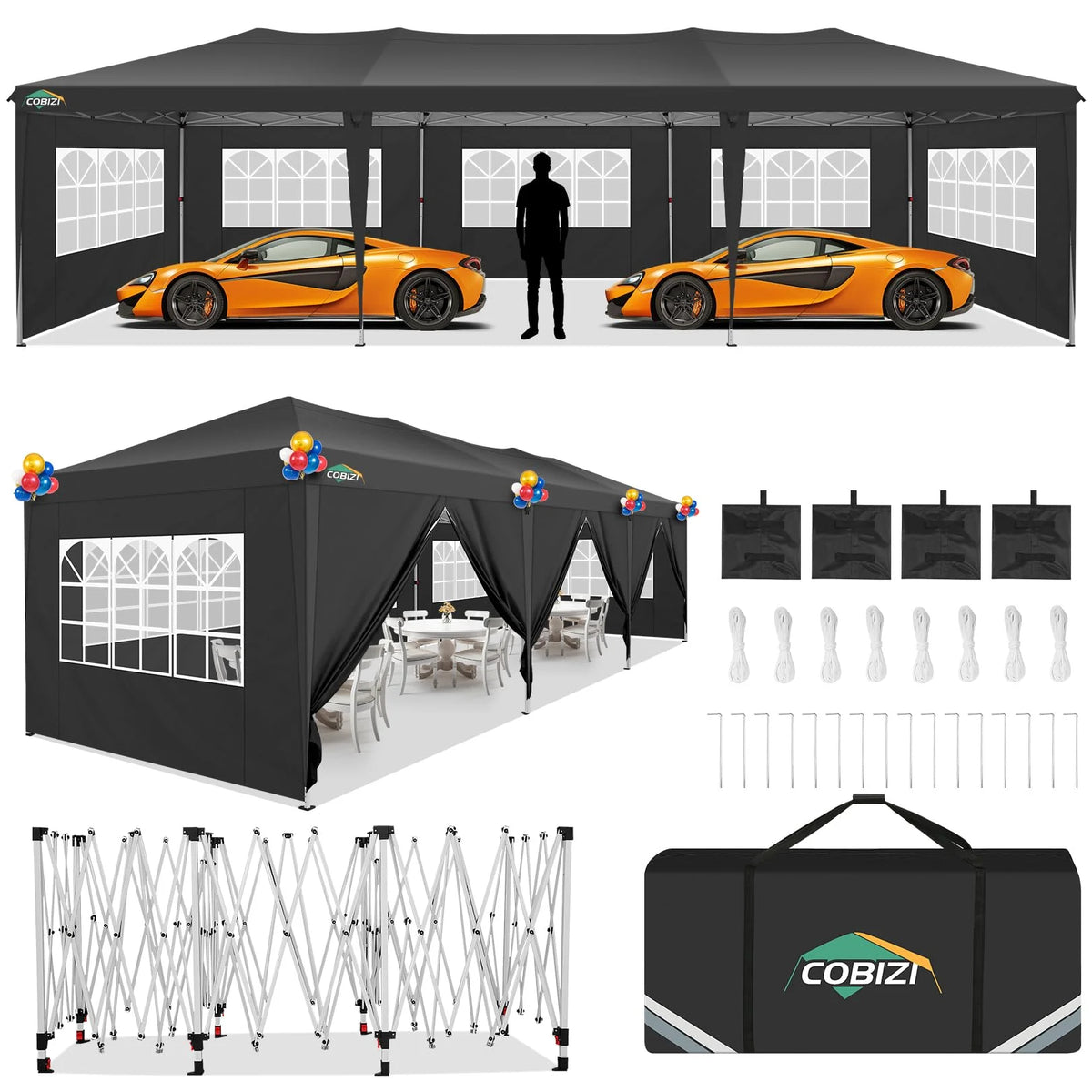 10x20 Pop up Canopy Tent with 6 Removable Sidewalls V869816