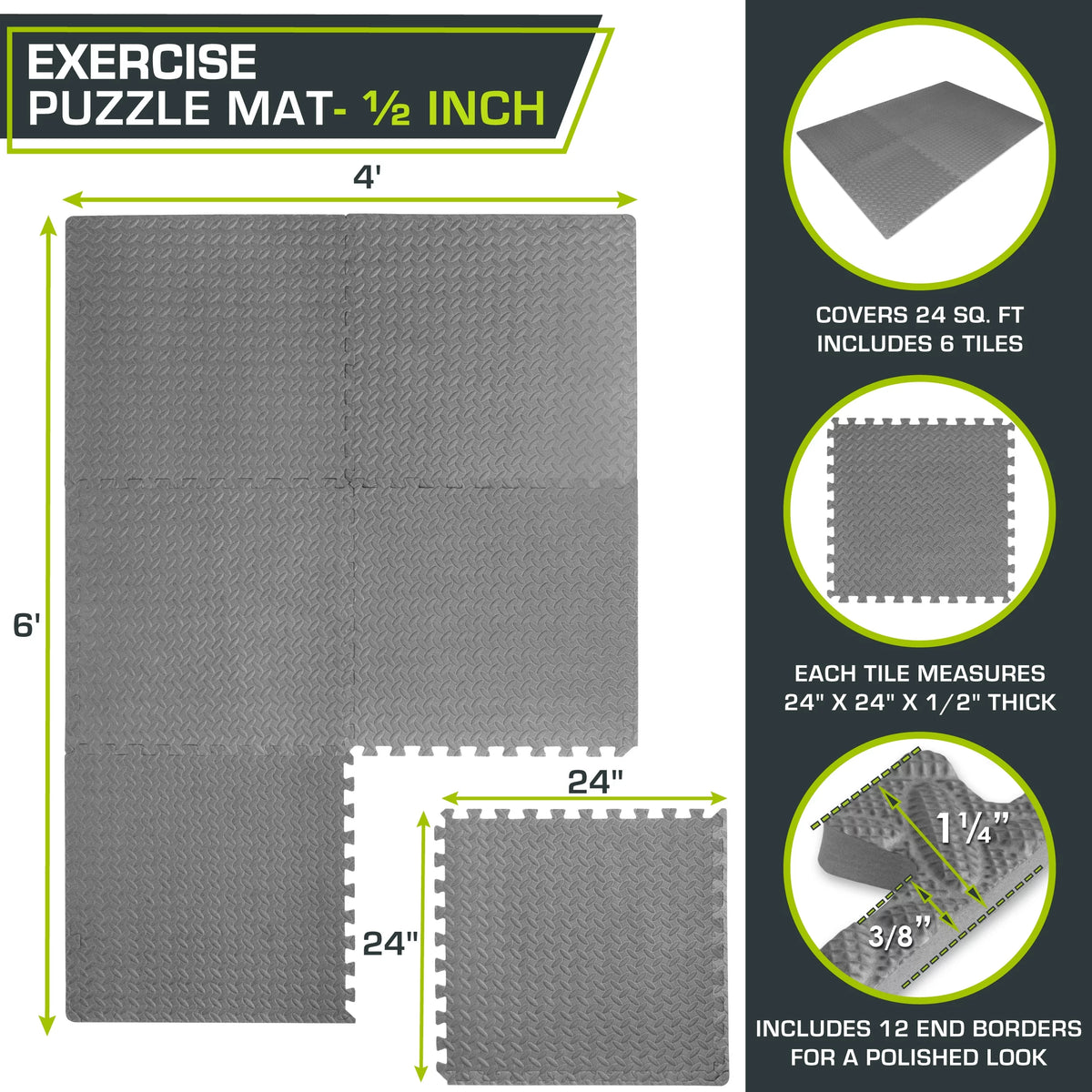 1/2 Thick EVA Foam Interlocking Exercise Mat X3990