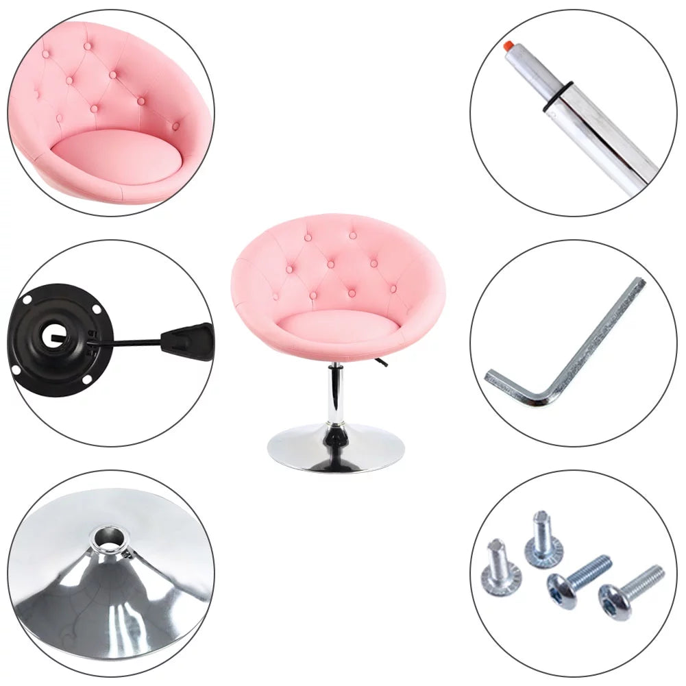 Pink PU Leather Tufted Adjustable Swivel Accent Chair S141
