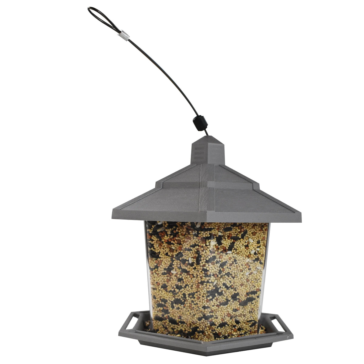 Gray Plastic 2.5 lb. Capacity Hopper Wild Bird Feeder F530