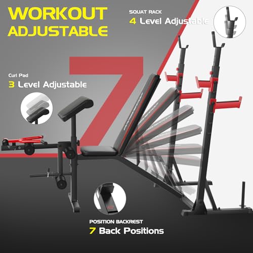 Weight Bench Set with Squat Rack and Leg Extension A3763