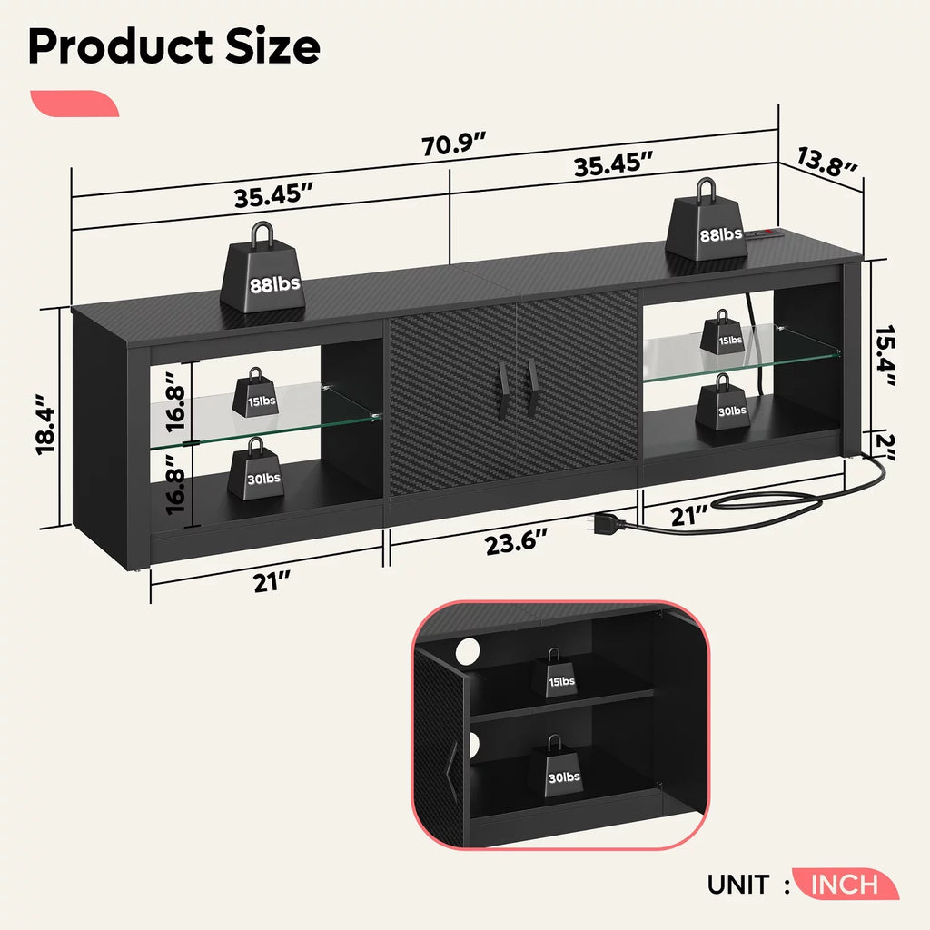 TV Stand with LED Lights and Power Outlet T55234