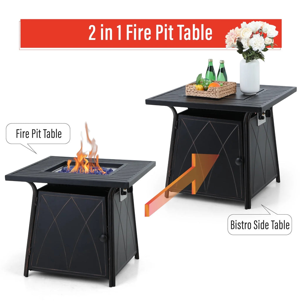 28 inch Outdoor Gas Fire Pit Table with Lid 50,000 BTU C730