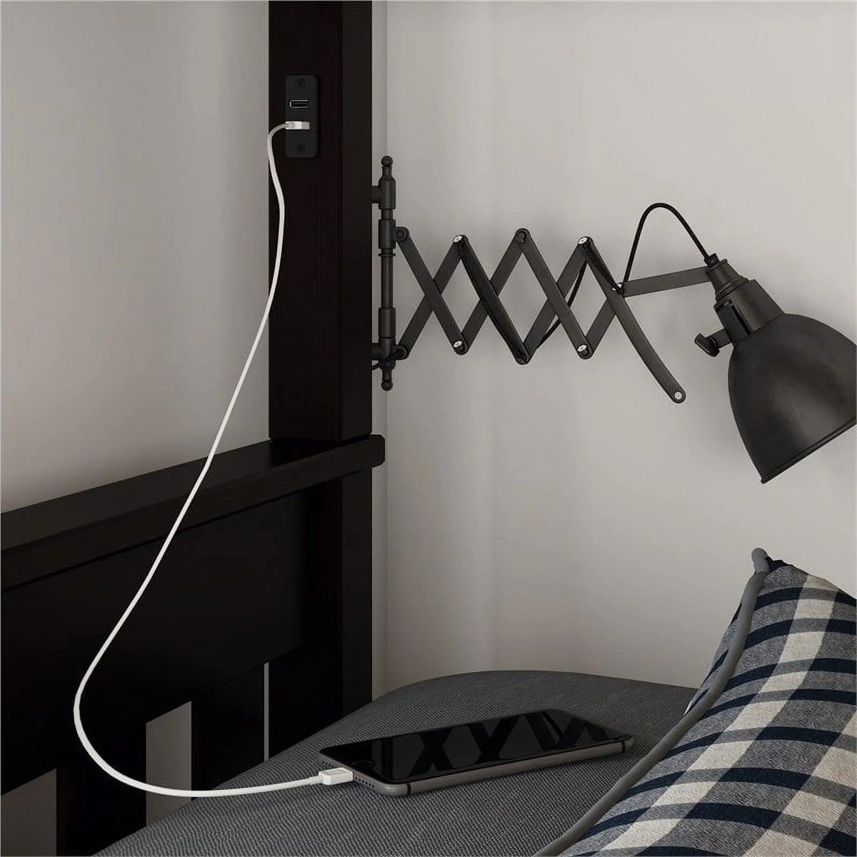 Full over Full Wood Bunk Bed with USB Port V143564