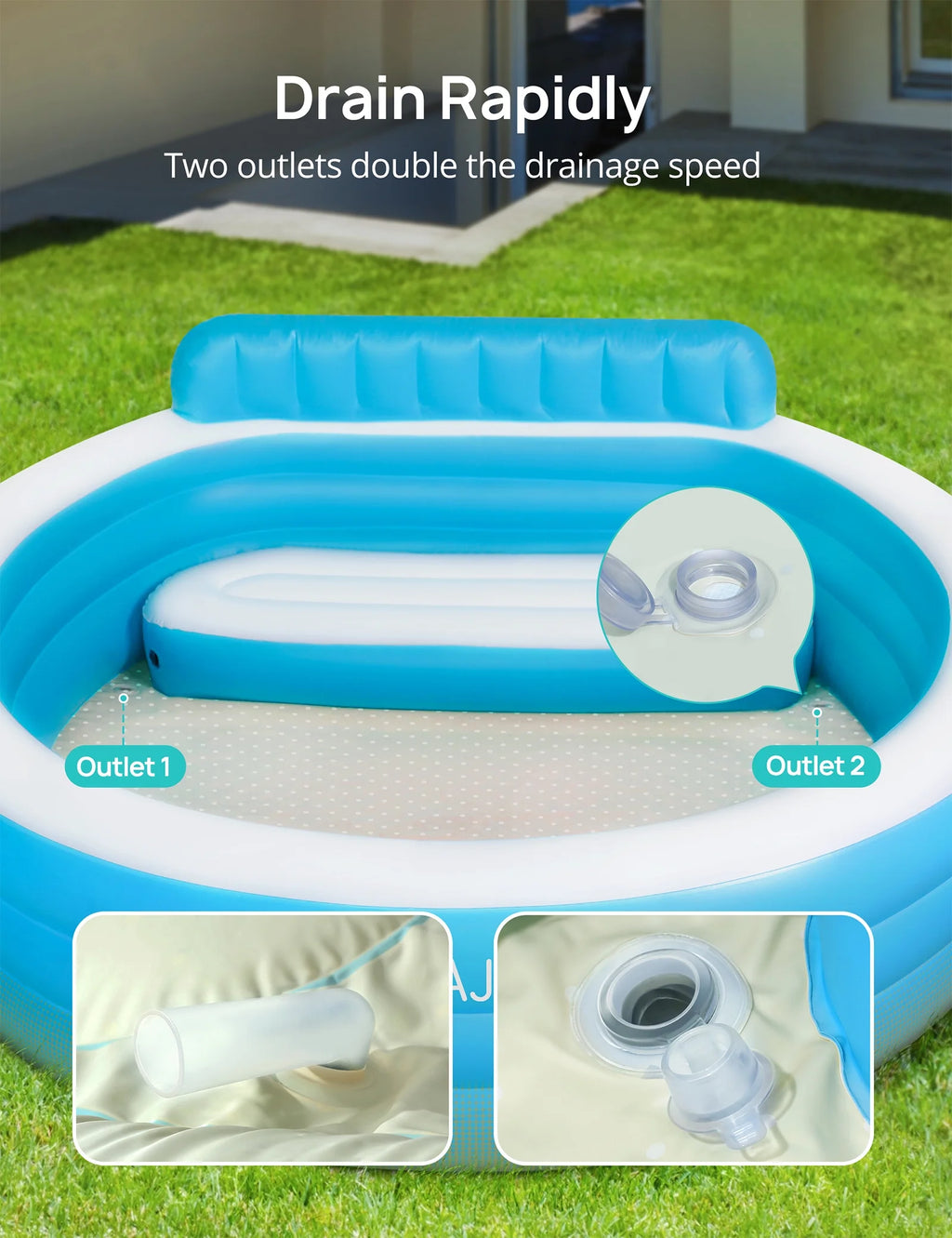 Inflatable Pool with Seat Round 7.33 x 7.11 x 2.5 ft R91193