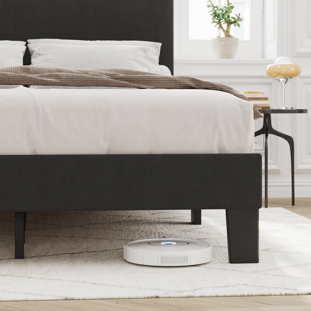 Queen Size Dark Gray Upholstered Bed Frame Y447