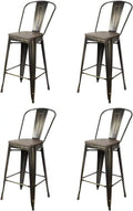 Antique Black High Back Bar Stools Set of 4 Y4936