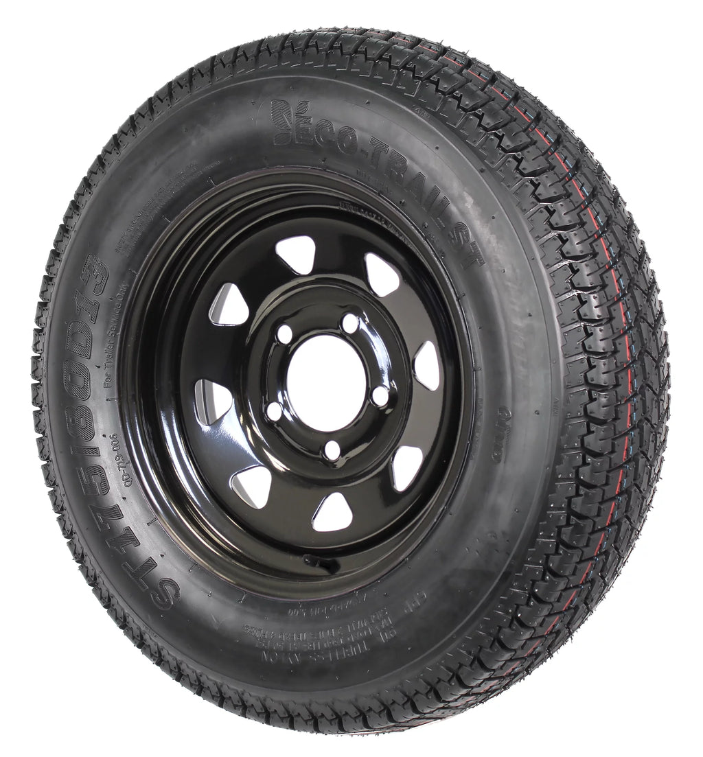 2-Pk Trailer Tire Black Spoke Wheel Rim ST175/80D13 G911